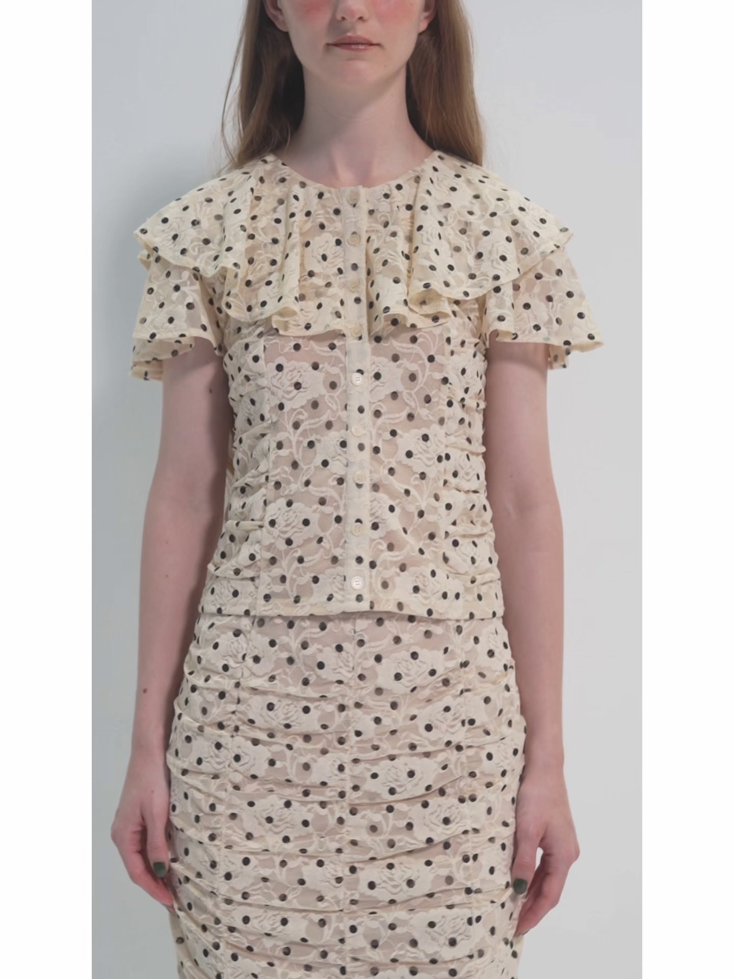 Ruffle dot lace top
