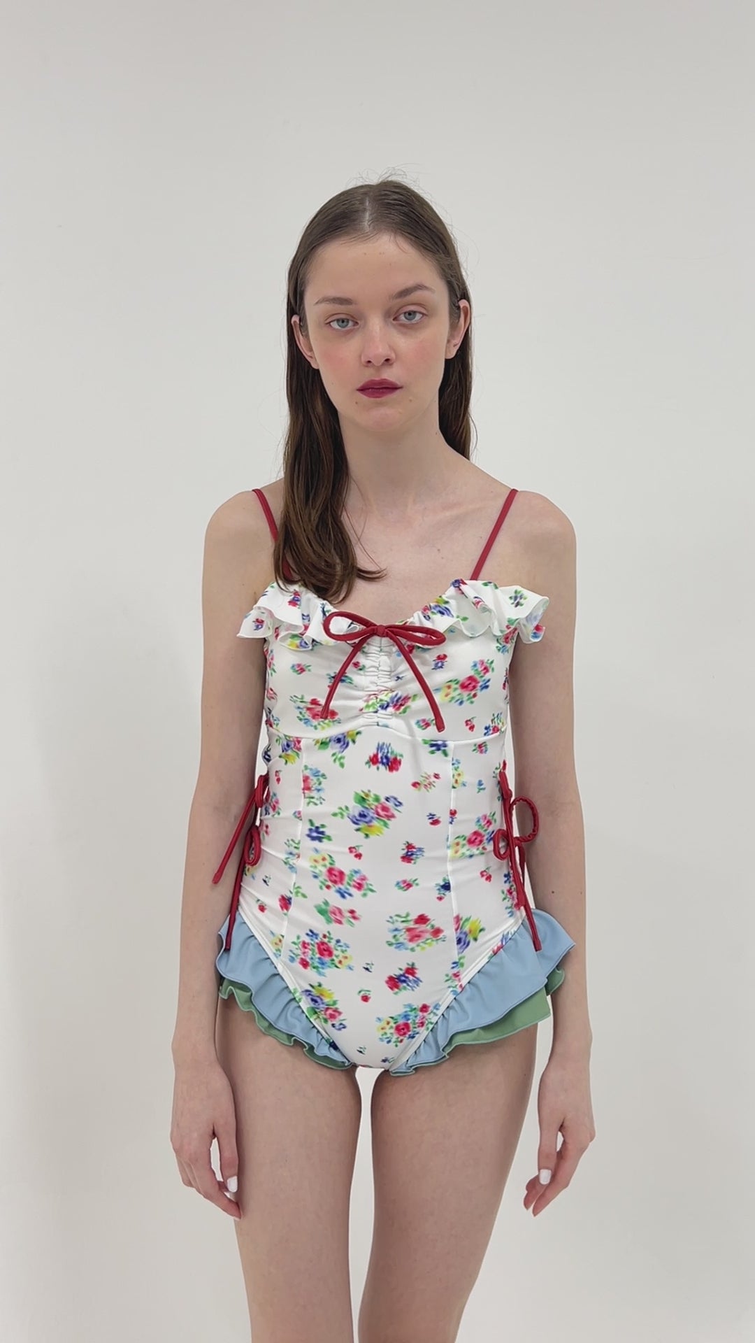 Ribbon cami swim leotard