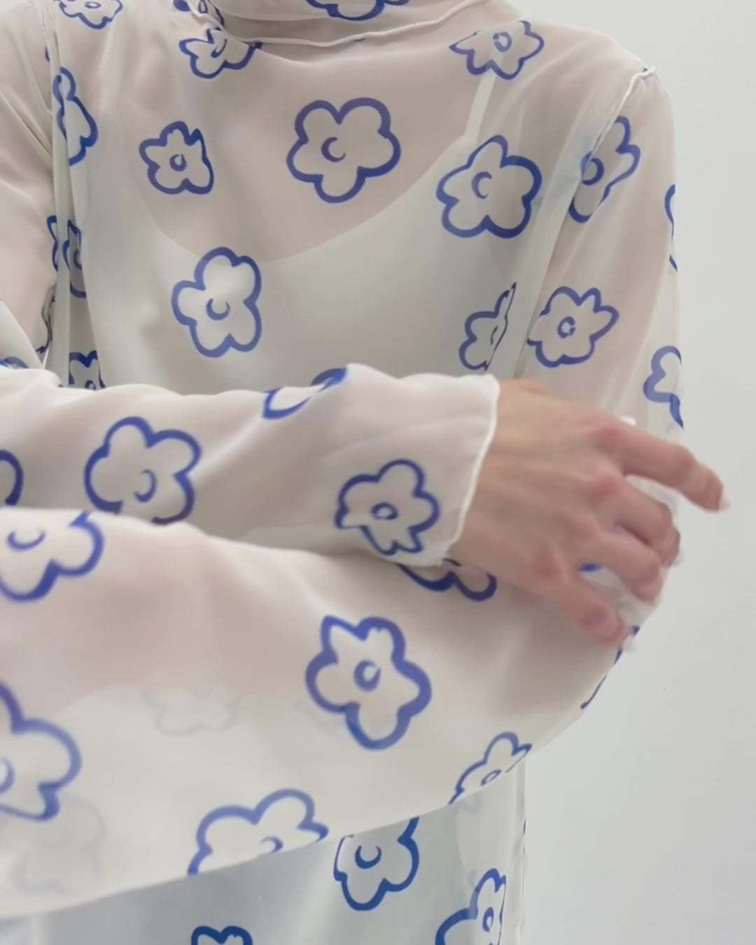 トップス Flower graffiti see-through tops(blue) Flower graffiti see-through tops(blue)