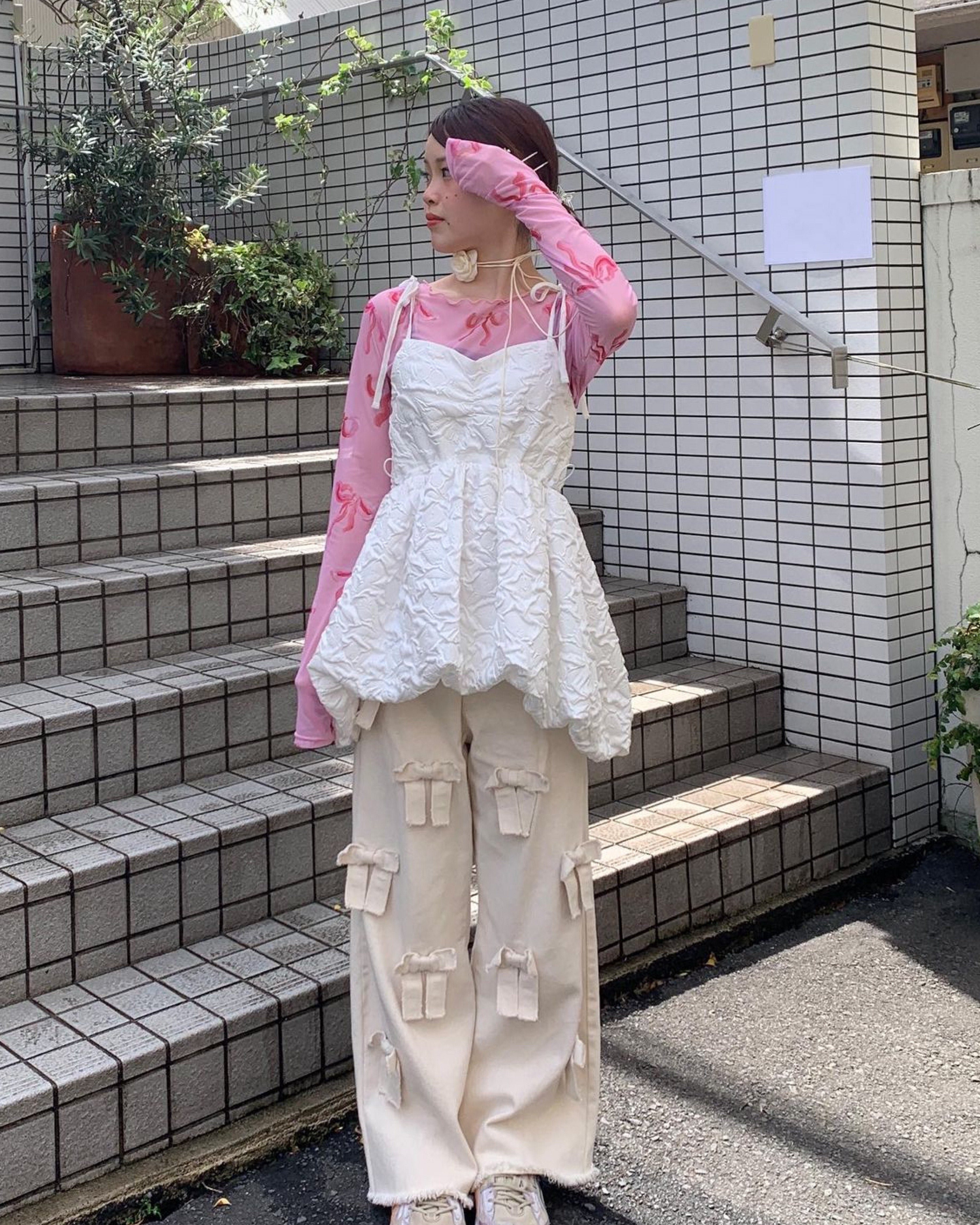 Balloon cami tunic (White)