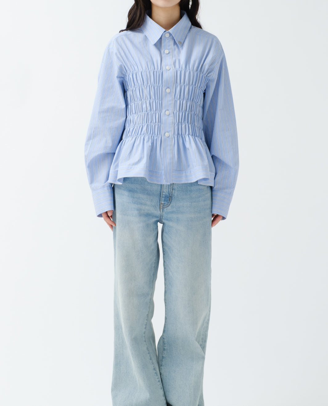 Heart motif shirring shirt