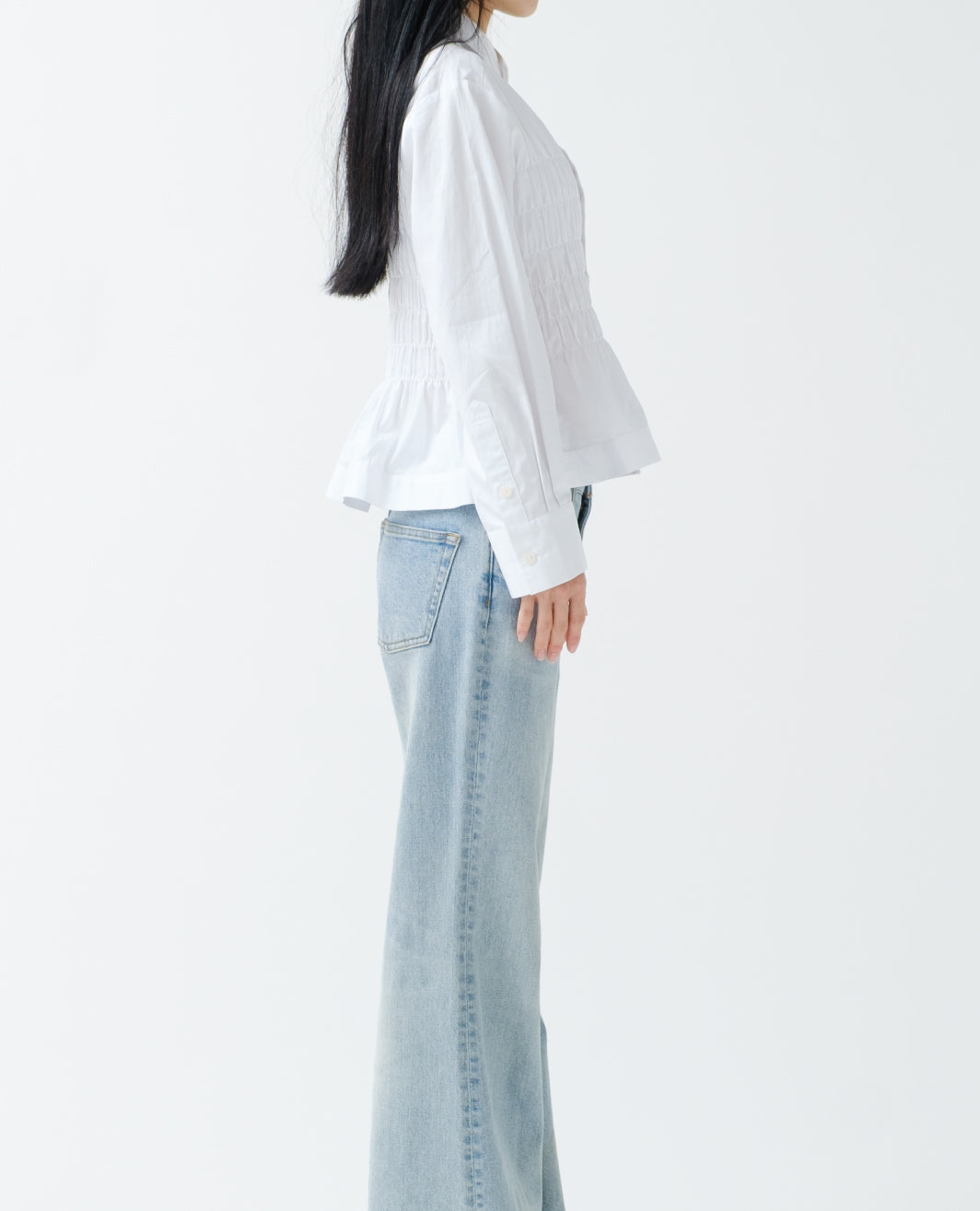 Heart motif shirring shirt
