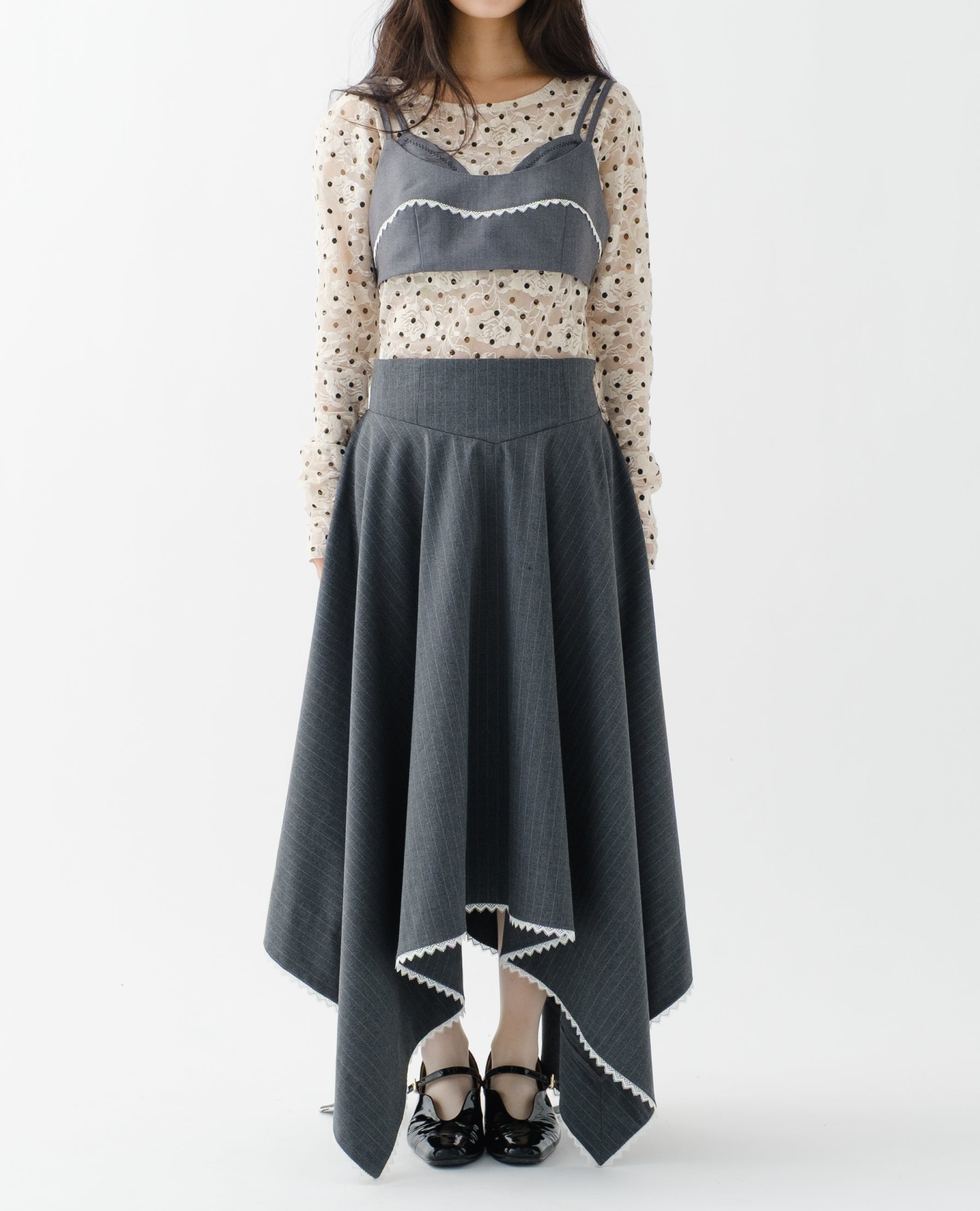 Corset handkerchief hem skirt