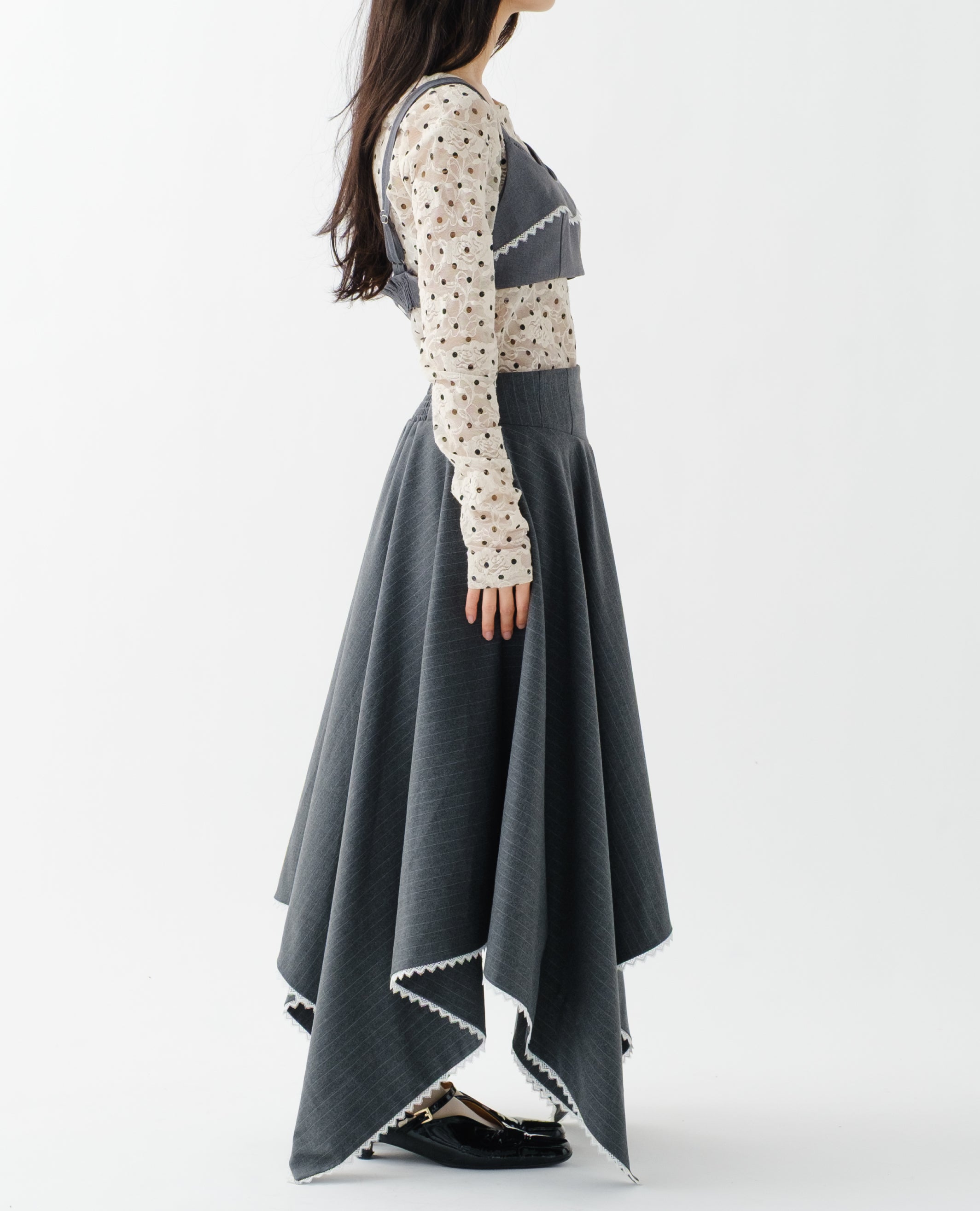 Corset handkerchief hem skirt