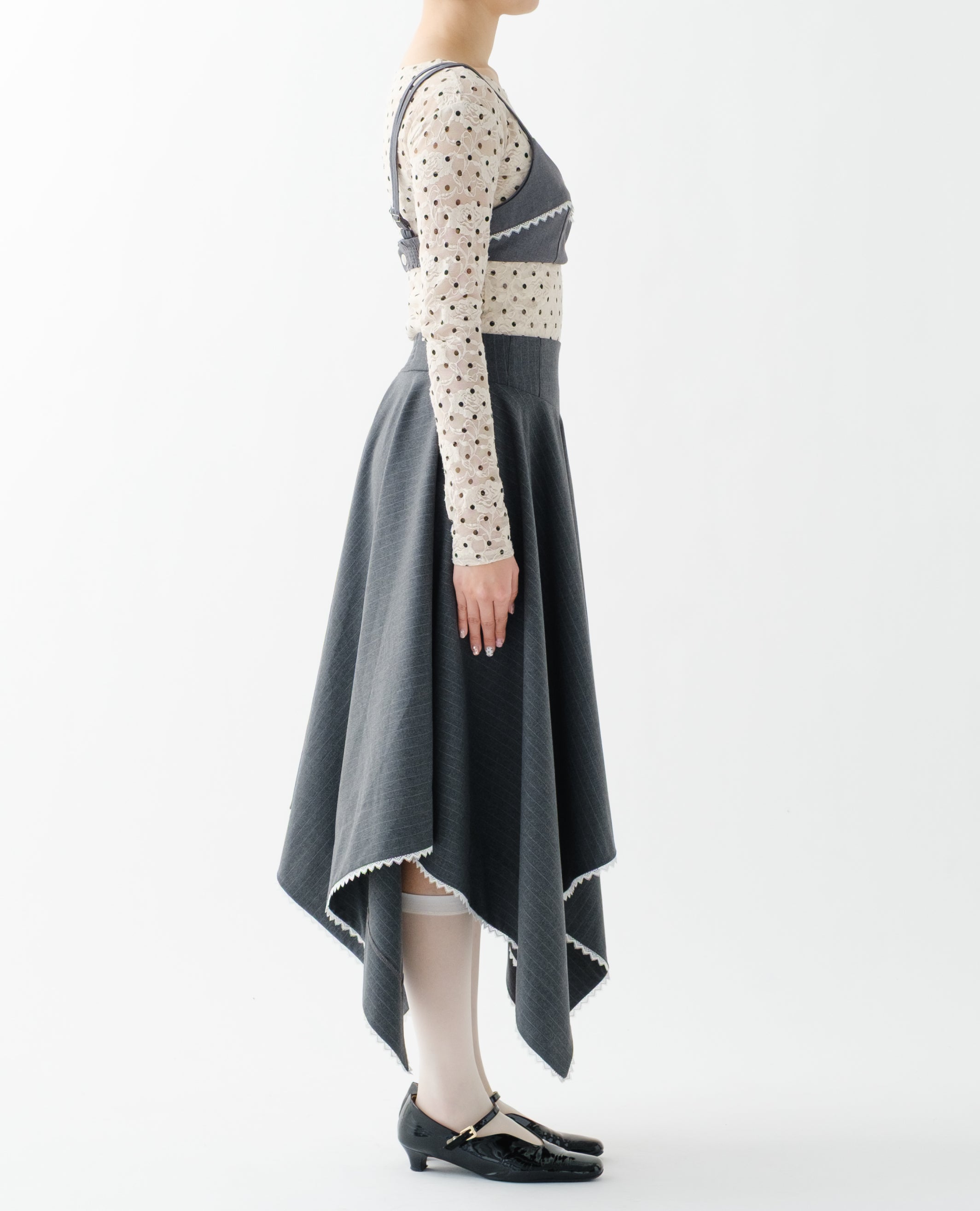 Corset handkerchief hem skirt