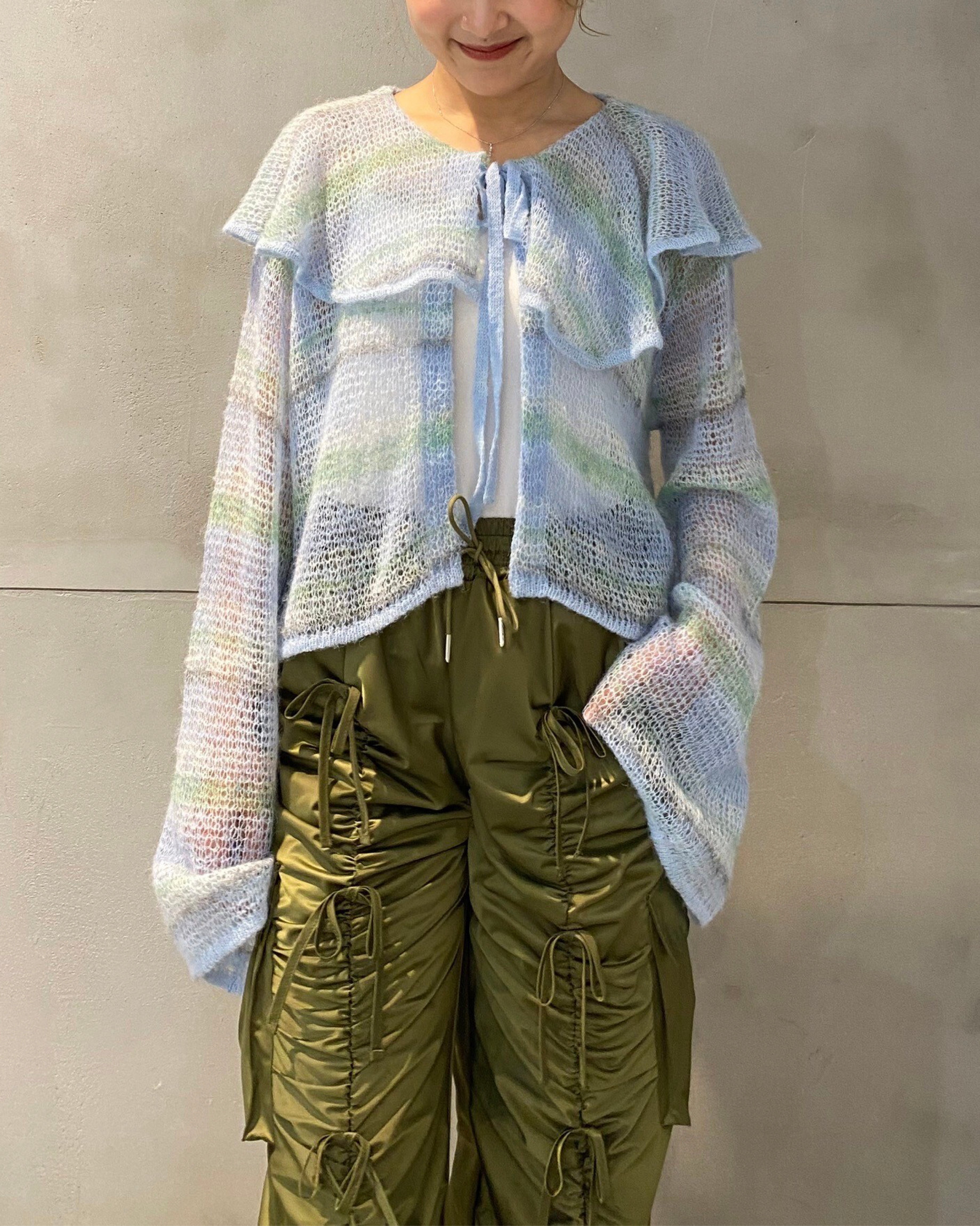 GATHER RIBBON CARGO PANTS (KHAKI)