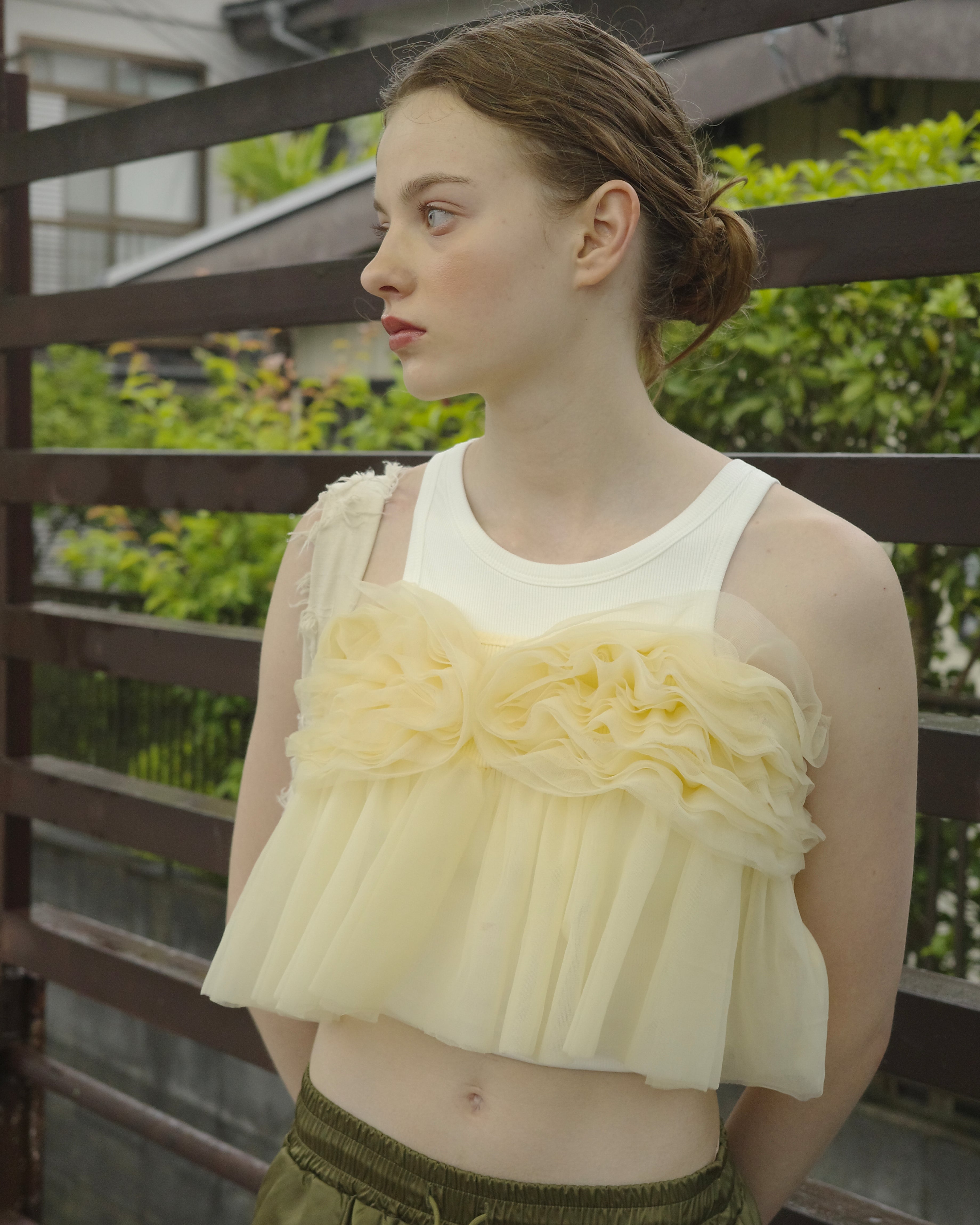 トップス poppy PEPLUM TULLE BUSTIER PEPLUM TULLE BUSTIER (GRAY)