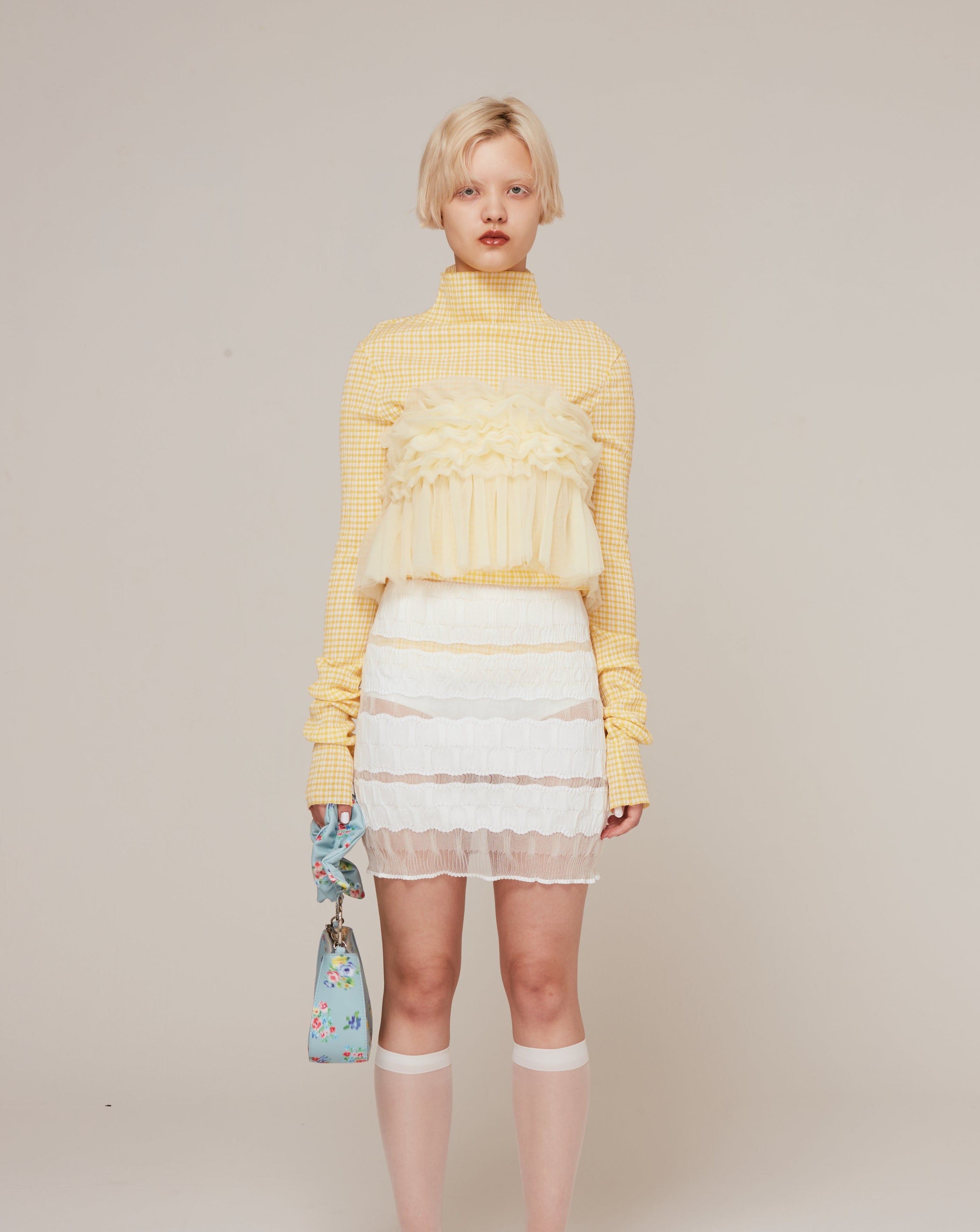 <b>Nadia Wire</b><br>Mini Bubble Skirt / White