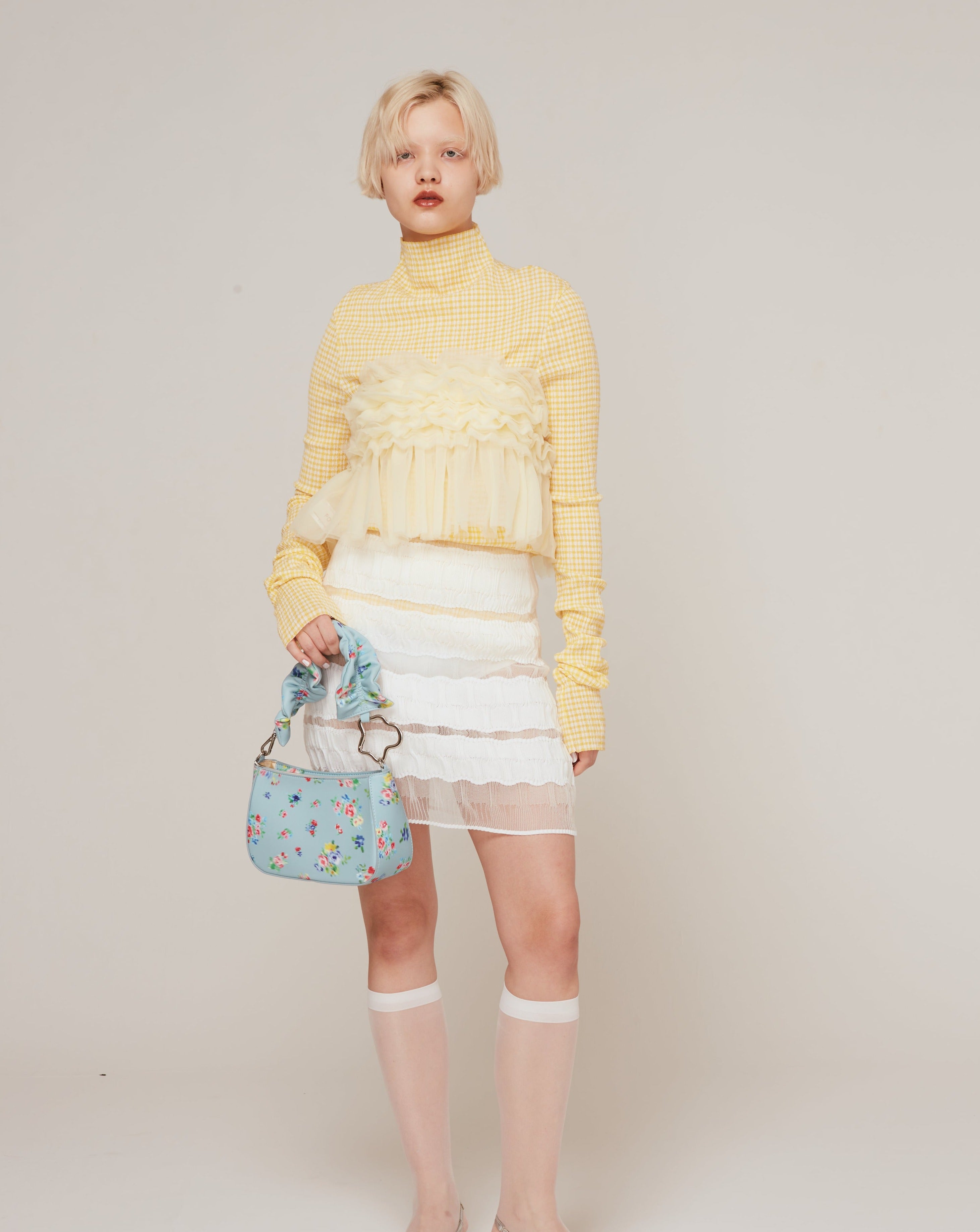 <b>Nadia Wire</b><br>Mini Bubble Skirt / White