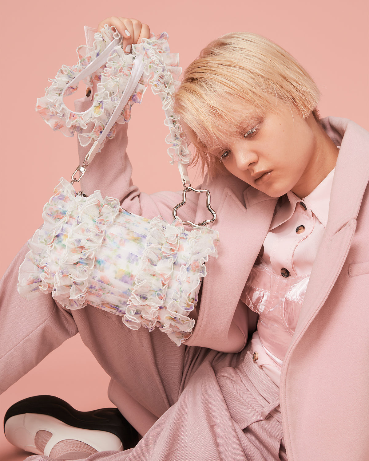 Tulle frill bag (floral pattern)