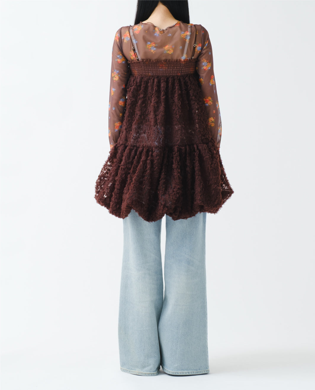 Tulle balloon tunic (brown)