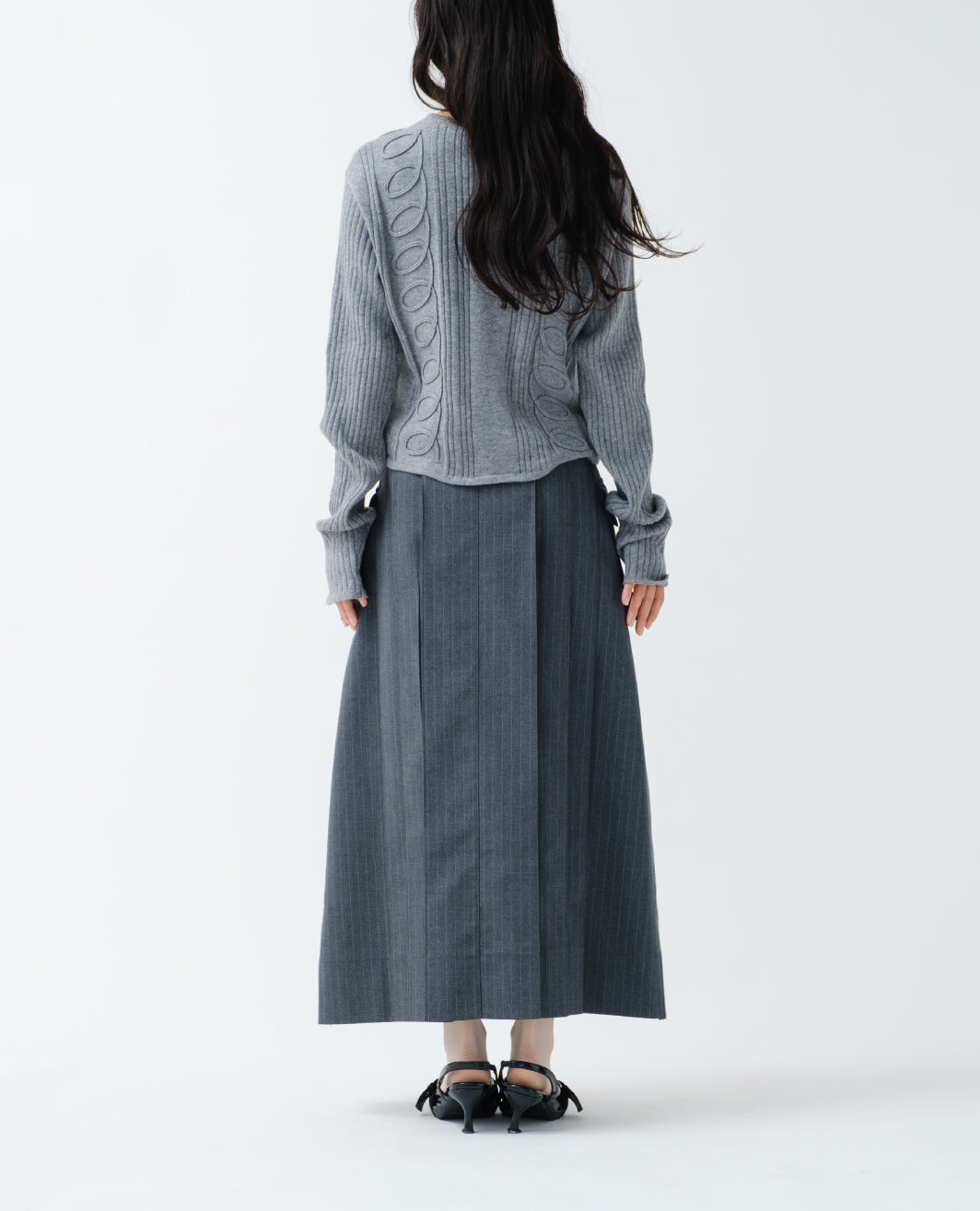 Striped pleated skirt