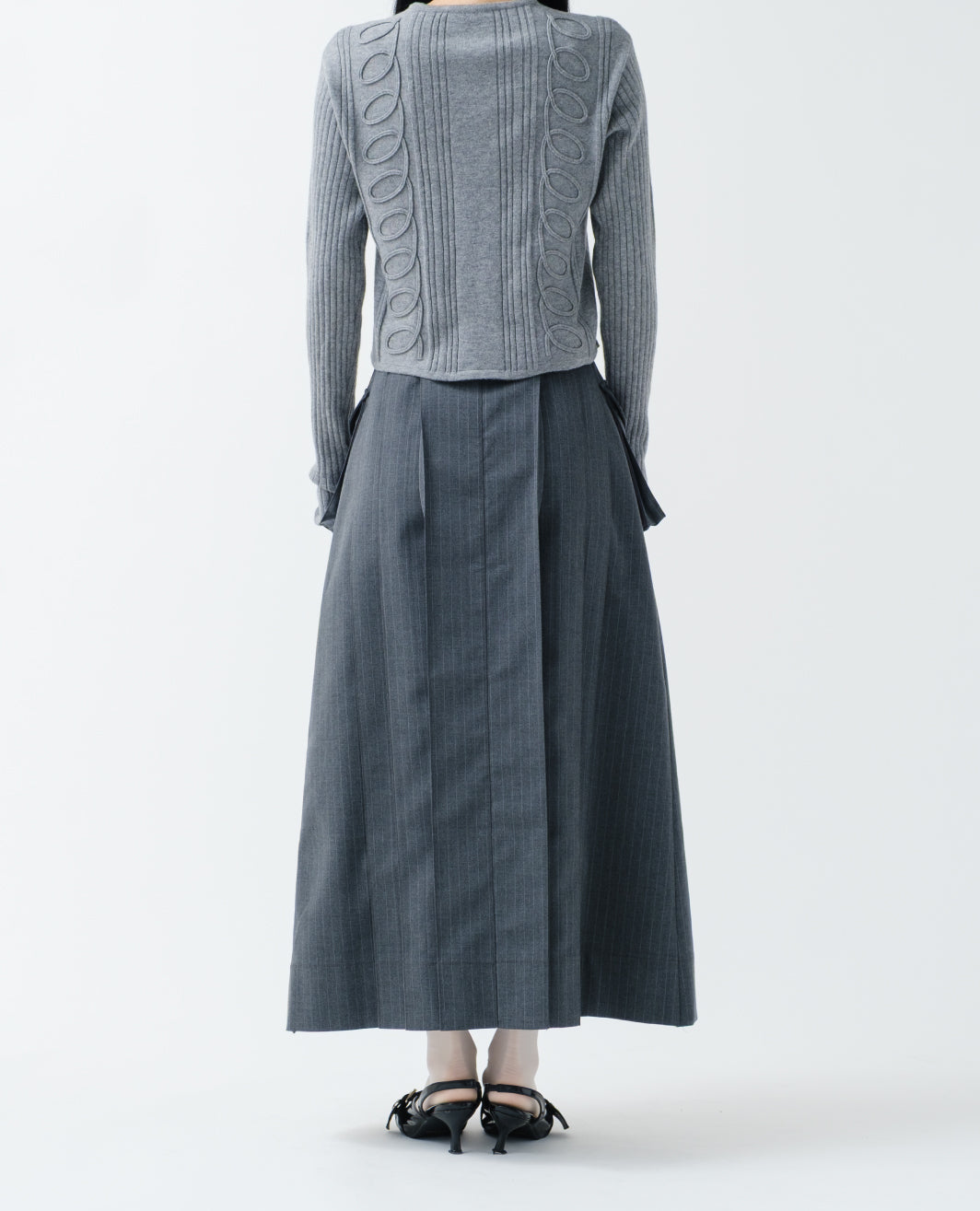 Striped pleated skirt