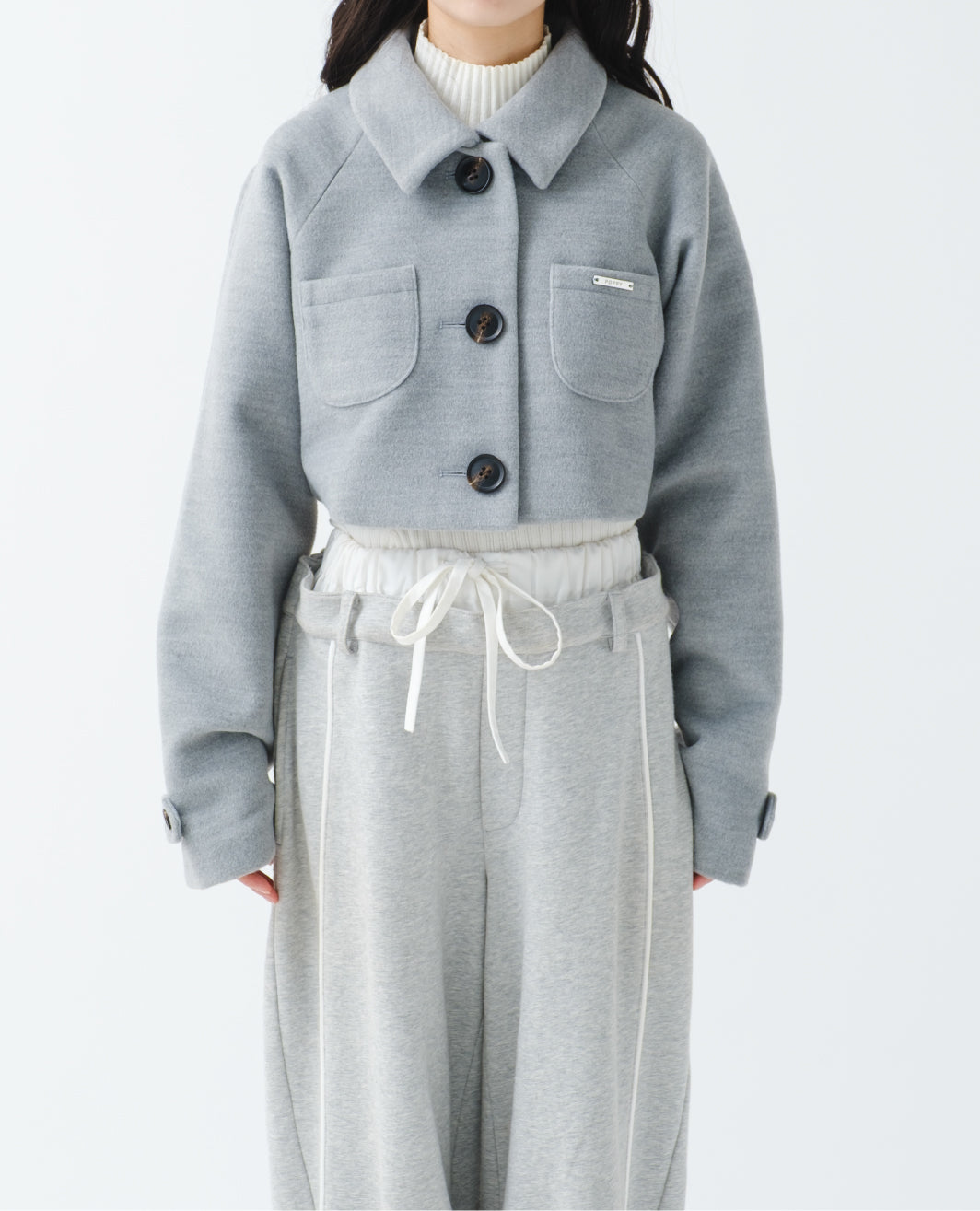 Cropped melton jacket