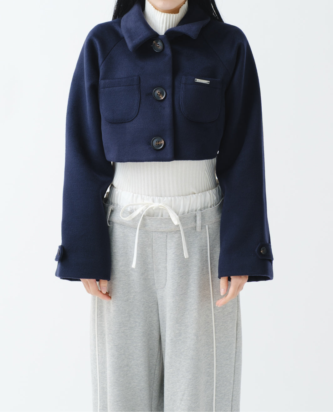 Cropped melton jacket