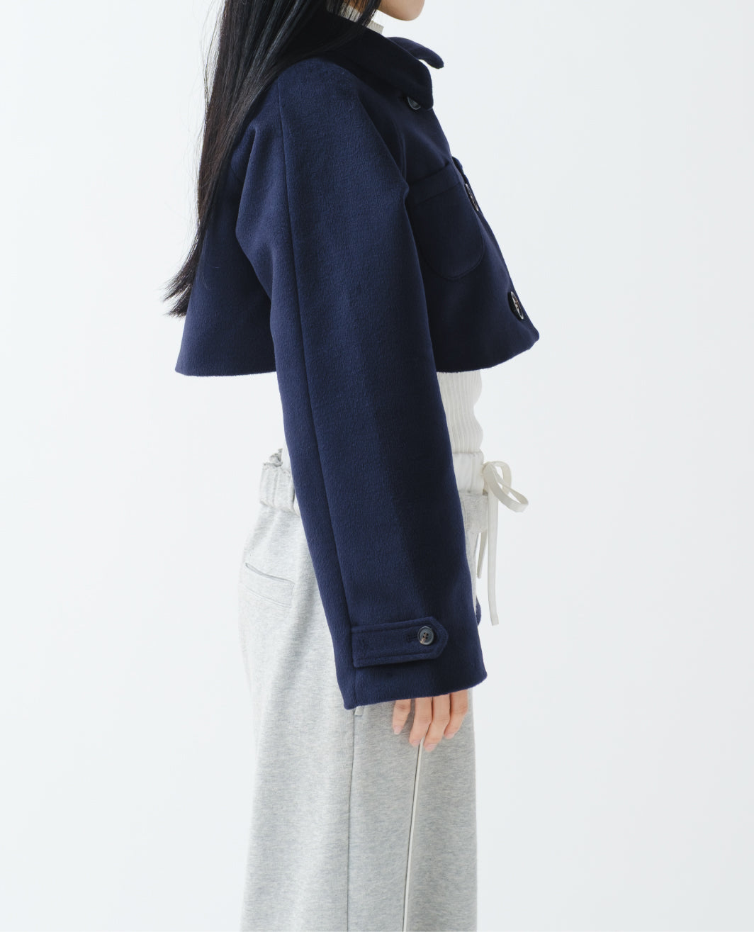 Cropped melton jacket