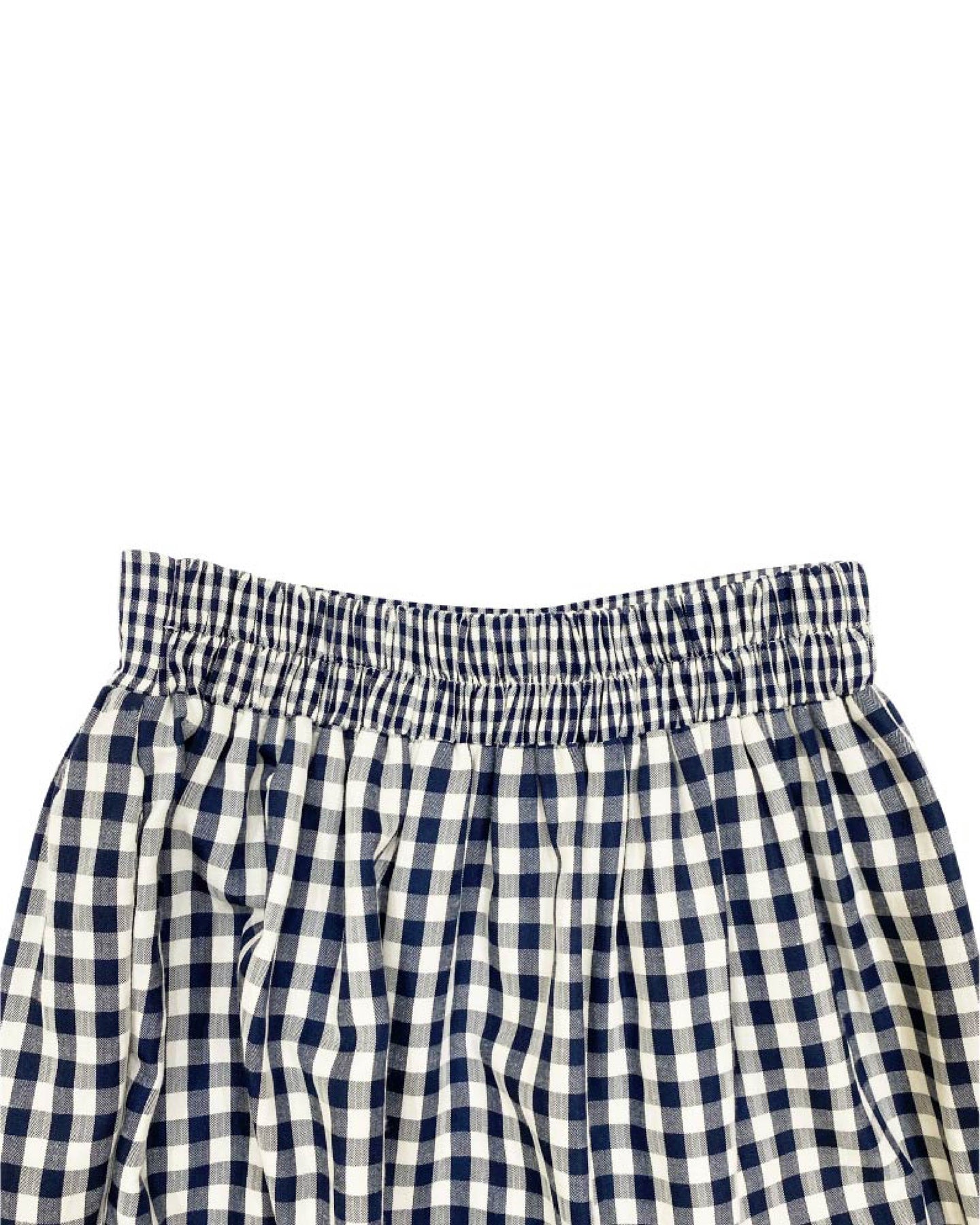 Gingham check tiered skirts (Navy) – POPPY