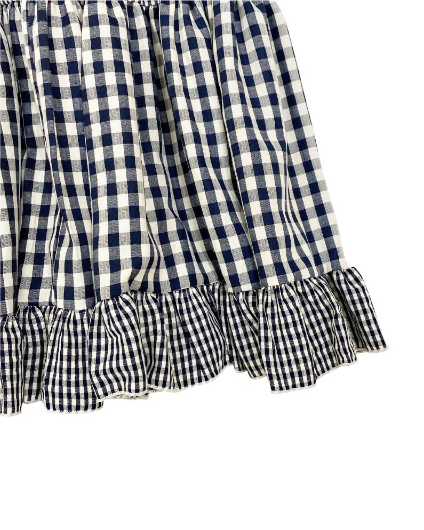 Gingham check tiered skirts (Navy) – POPPY