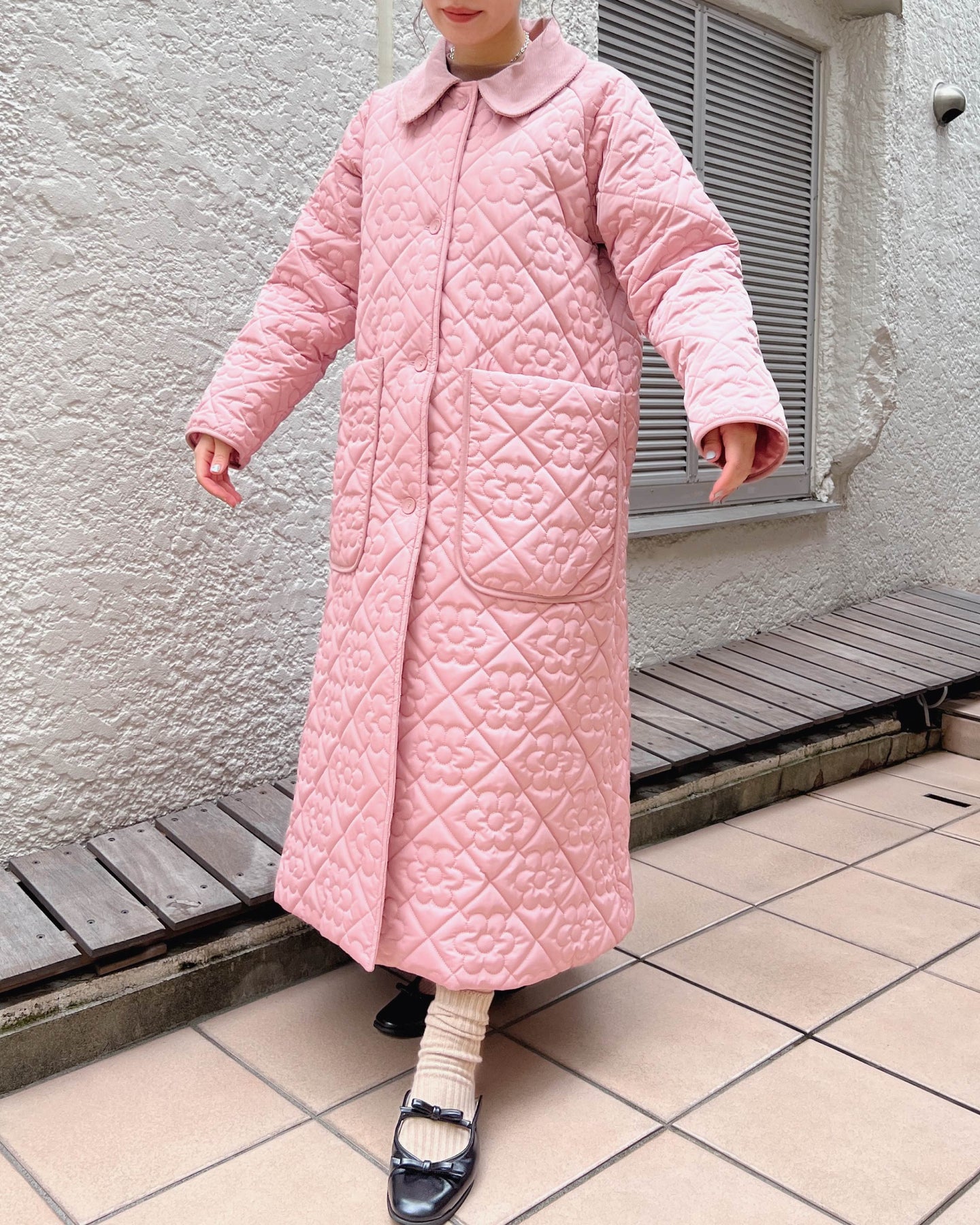 Flower quilting coat (Pink) – POPPY