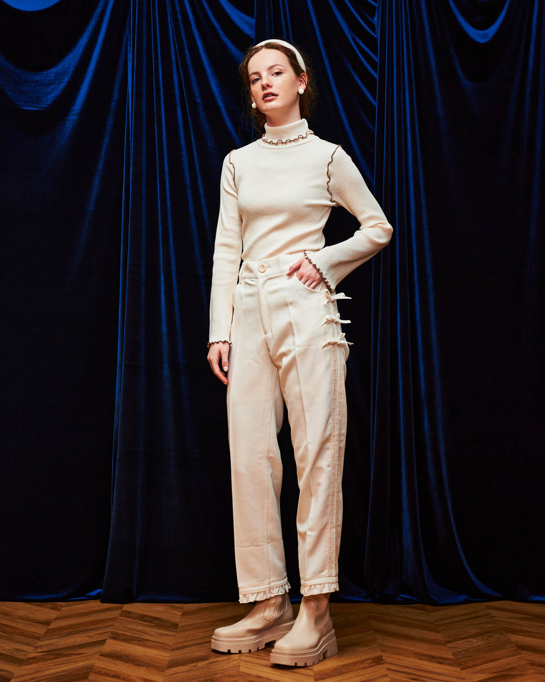 94/95. Side ribbon lace pants (Off-white) – POPPY