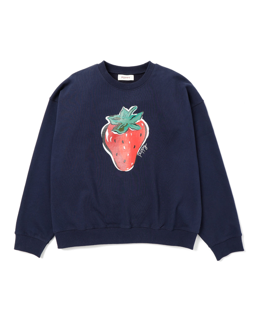 Strawberry printed sweatshirts (Navy) – POPPY
