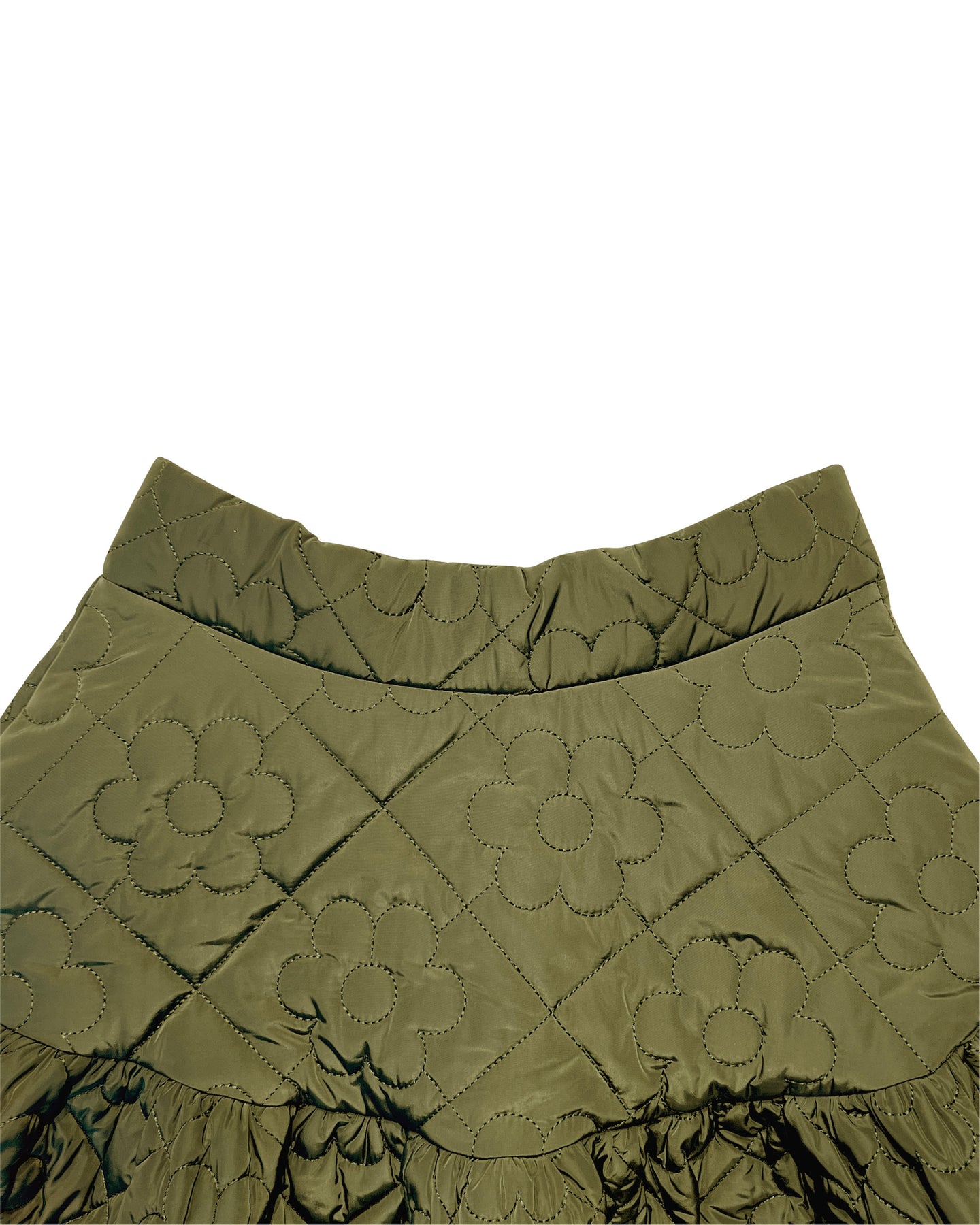 Flower quilting gather skirt (Khaki) – POPPY