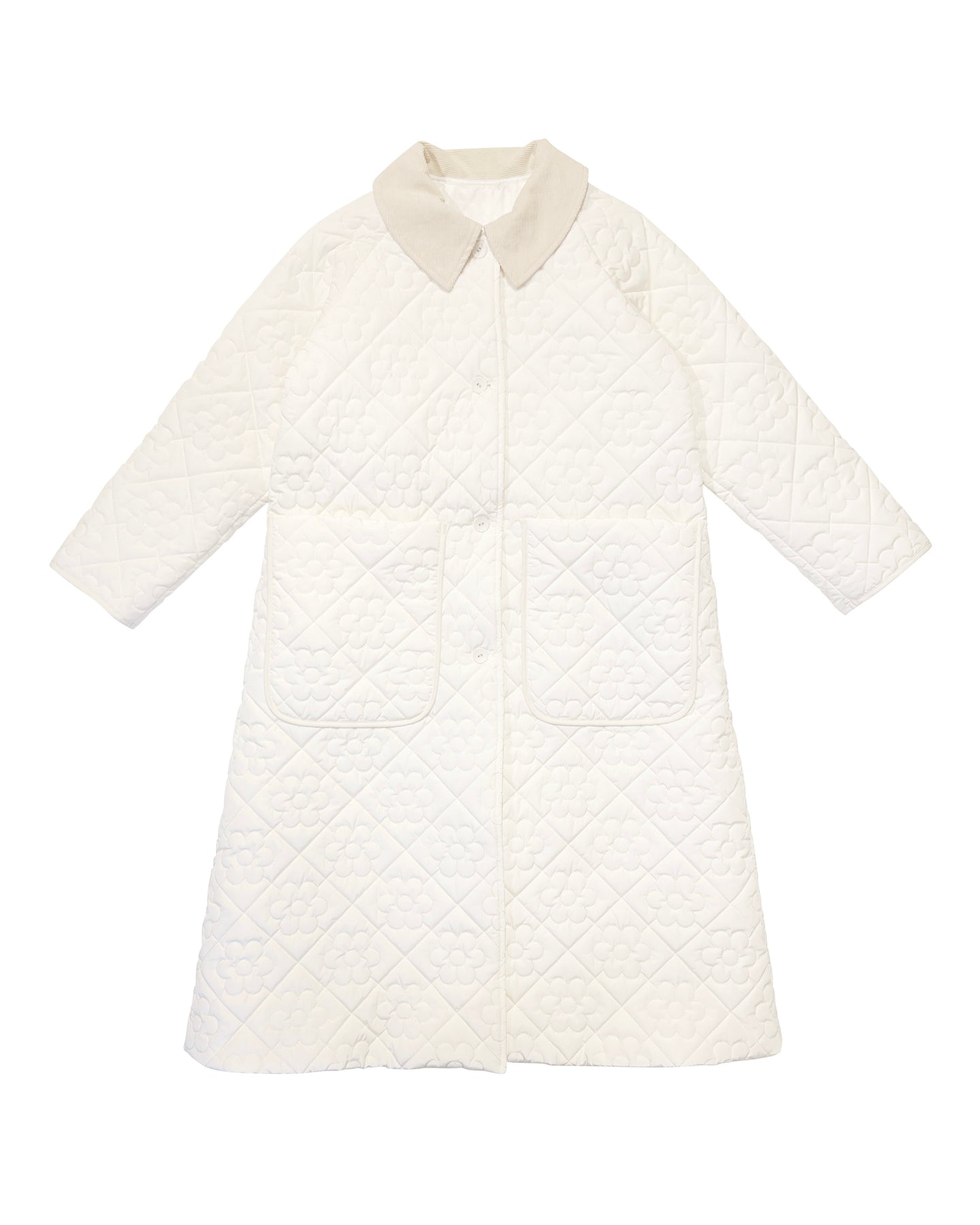 Flower quilting coat (White) – POPPY