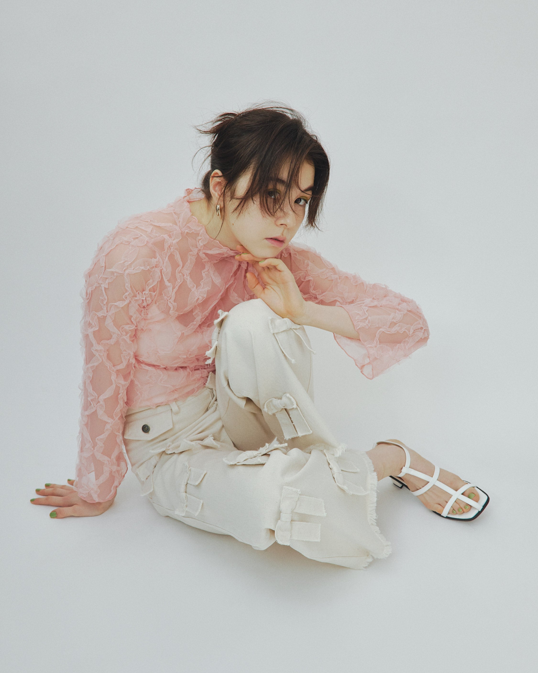 Pink wave tulle tops