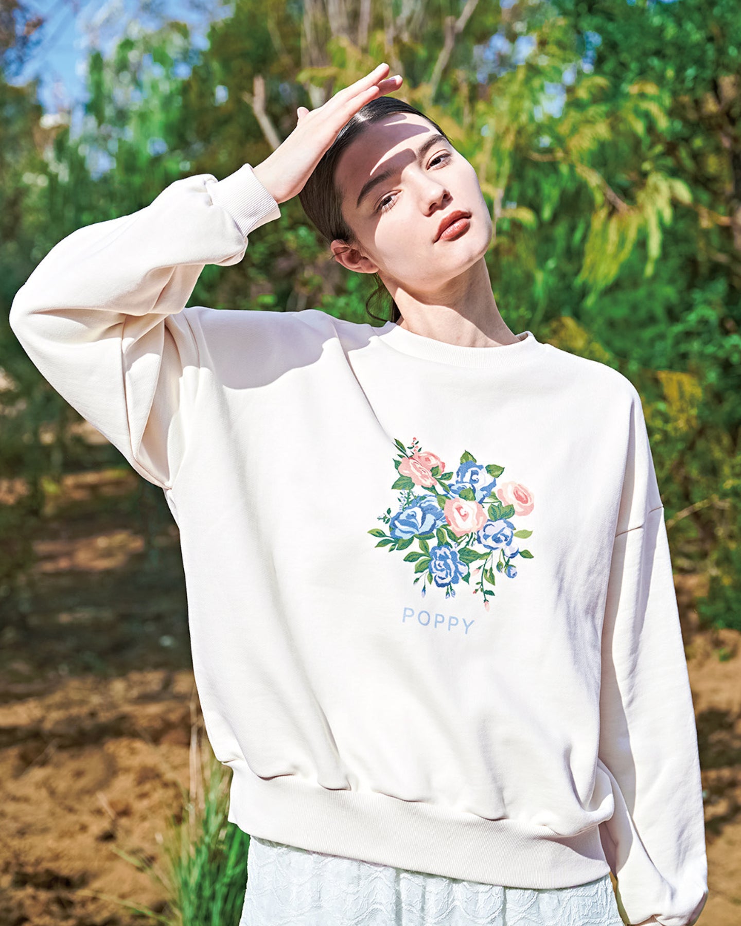 Flower printed sweatshirts (Off-white) – POPPY